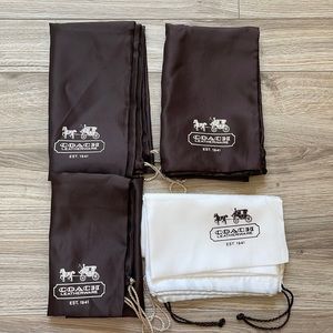 4* Coach dust bag, brown, white